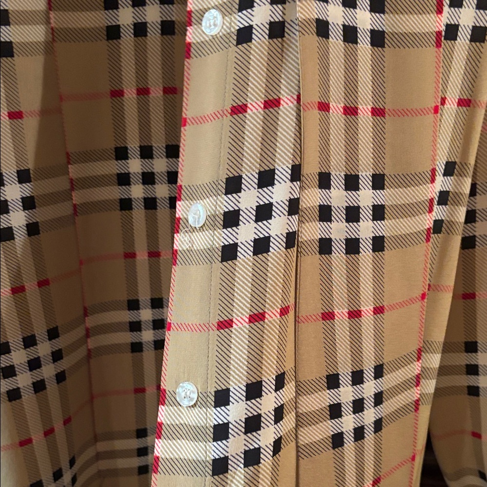 Burberry Tan and Black Plaid Wome button up Shirt - Picture 8 of 10